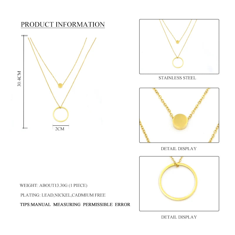 Women Fashion Circle Pendant Necklace