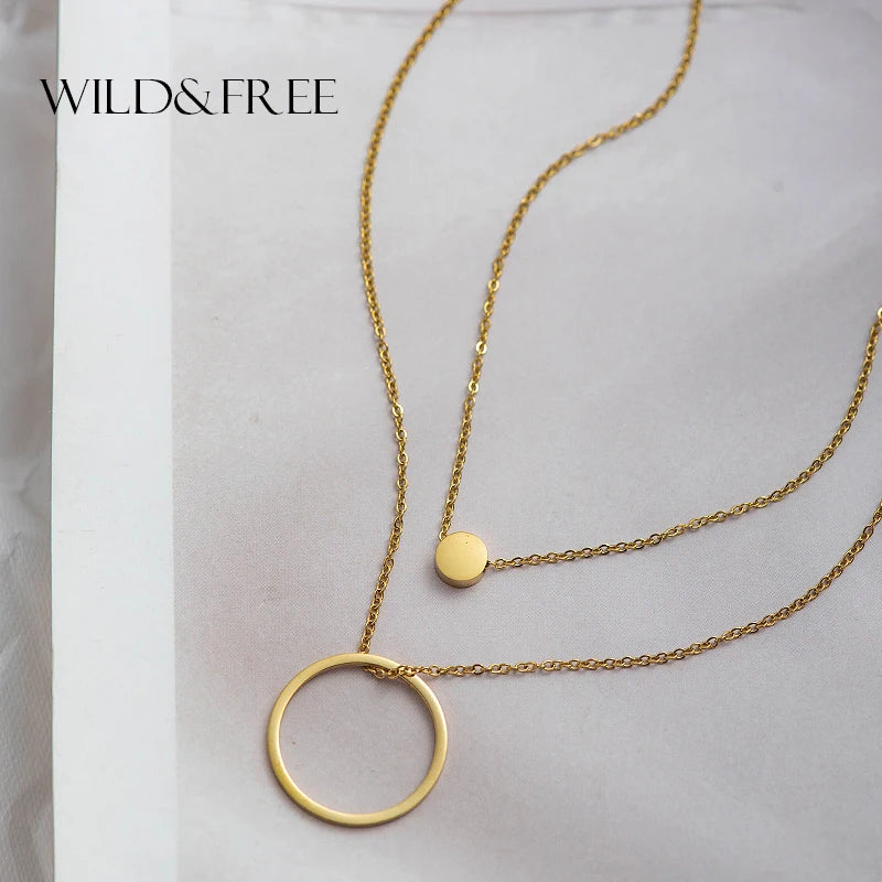 Women Fashion Circle Pendant Necklace