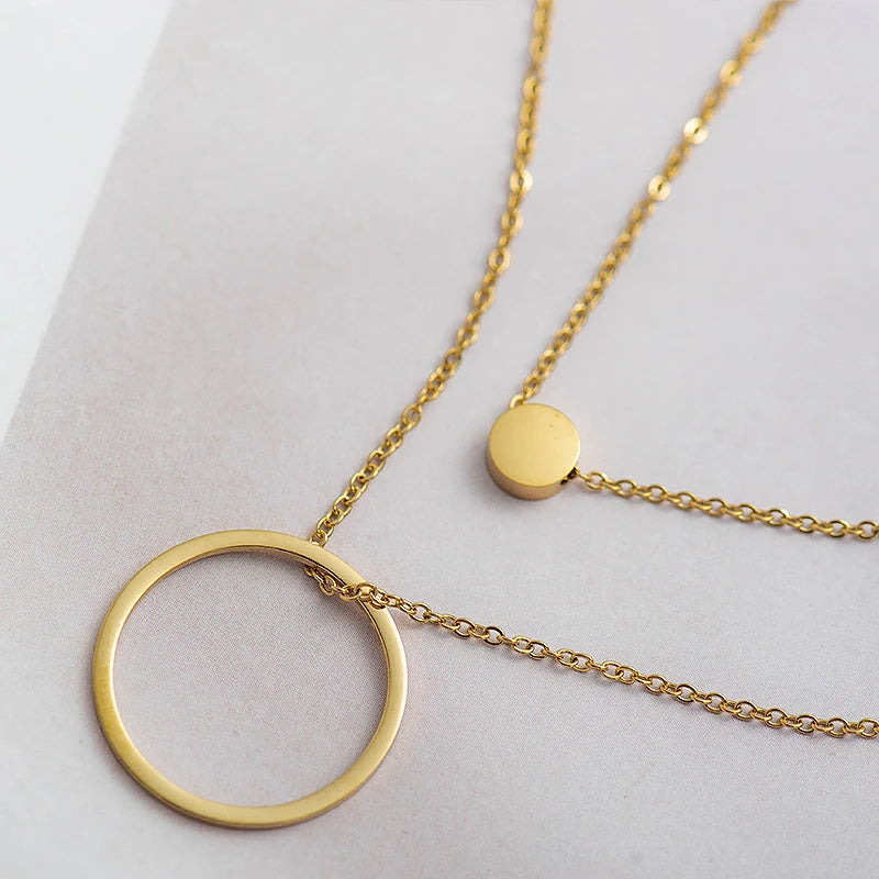 Women Fashion Circle Pendant Necklace