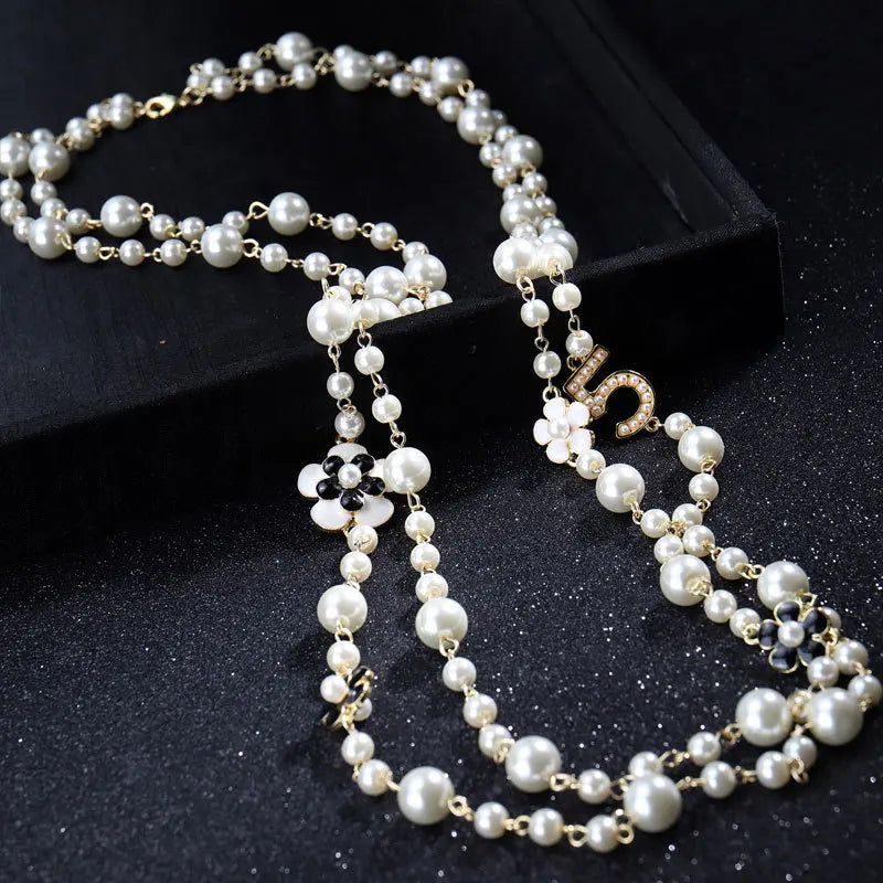 Luxury Brand Pearl Number Necklaces Woman