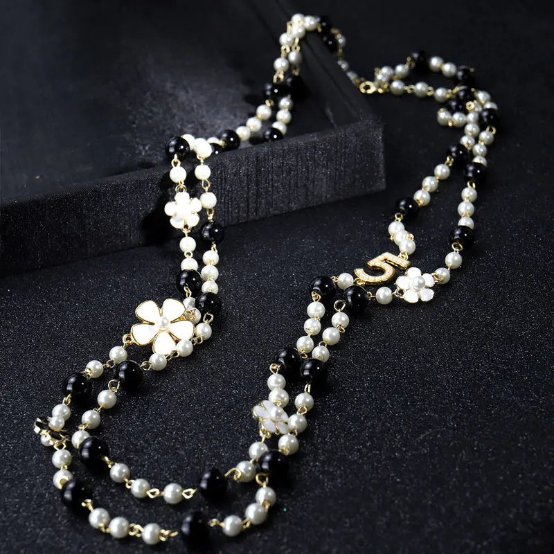 Luxury Brand Pearl Number Necklaces Woman