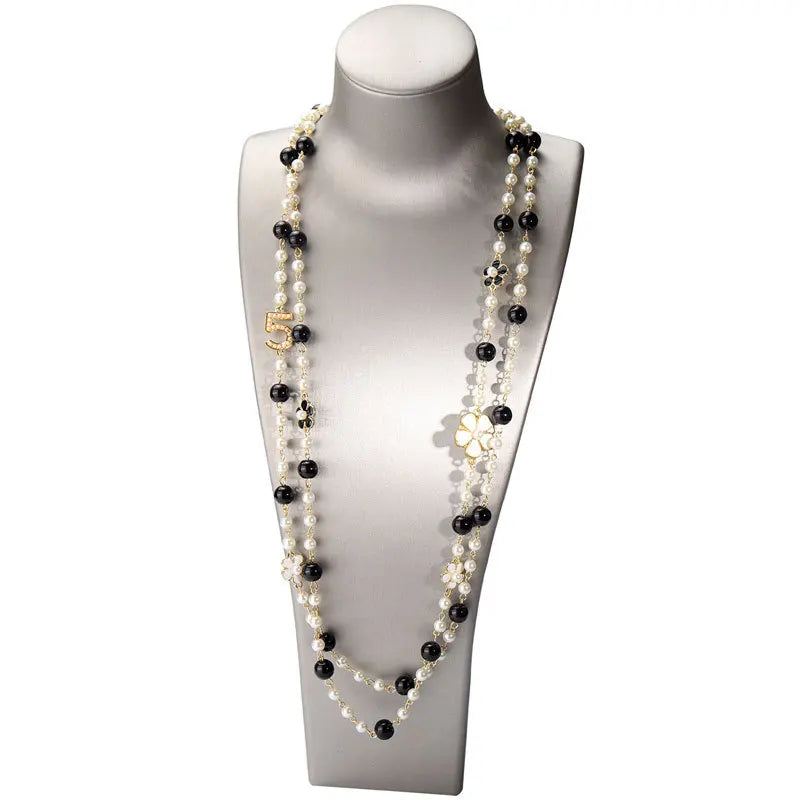 Luxury Brand Pearl Number Necklaces Woman