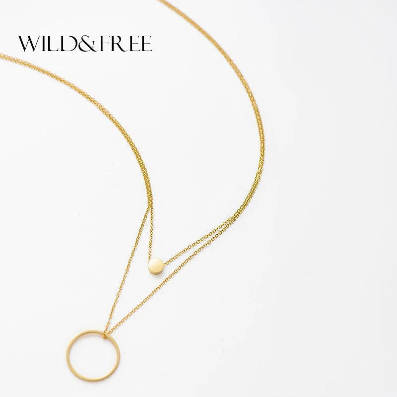 Women Fashion Circle Pendant Necklace