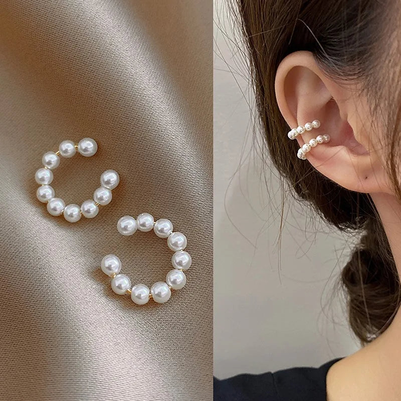 Pearl Ear Cuff Clip Earrings Non-Piercing