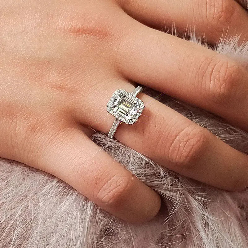 Emerald cut Diamond cz Ring sterling silver