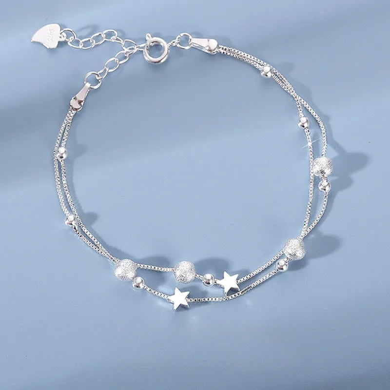 Luxury 925 Sterling Silver Star Beaded Bracelets