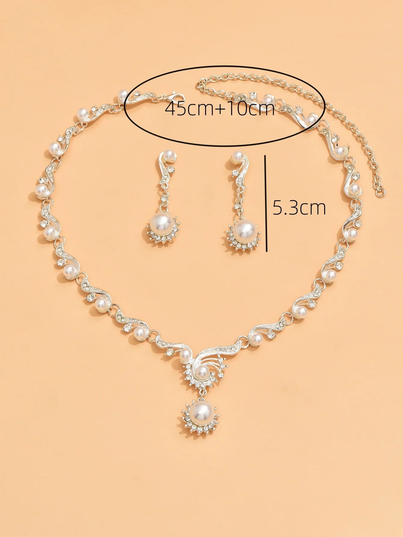 women's jewelry set, pearl inlaid necklace