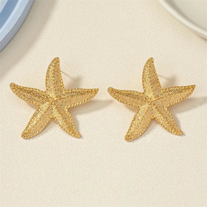 Exaggerated Boho Large Metal Starfish Stud