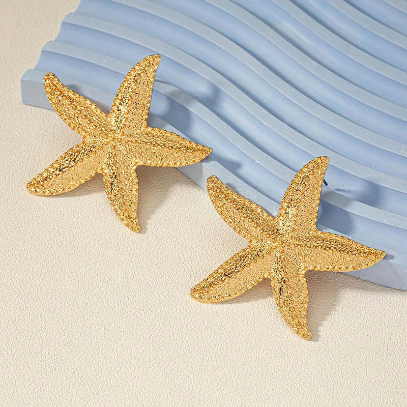 Exaggerated Boho Large Metal Starfish Stud