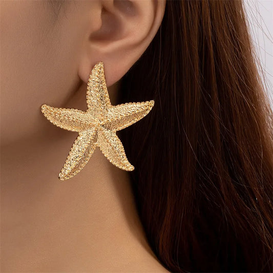 Exaggerated Boho Large Metal Starfish Stud