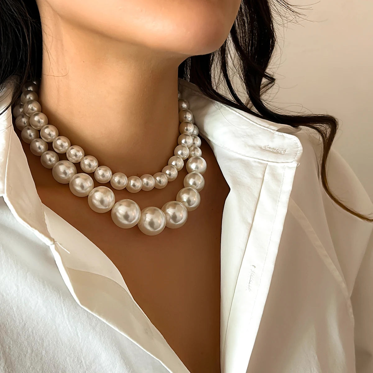 Elegant Imitation Pearl Beaded Choker Colla