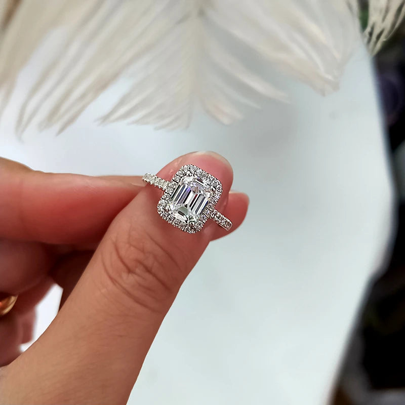 Emerald cut Diamond cz Ring sterling silver