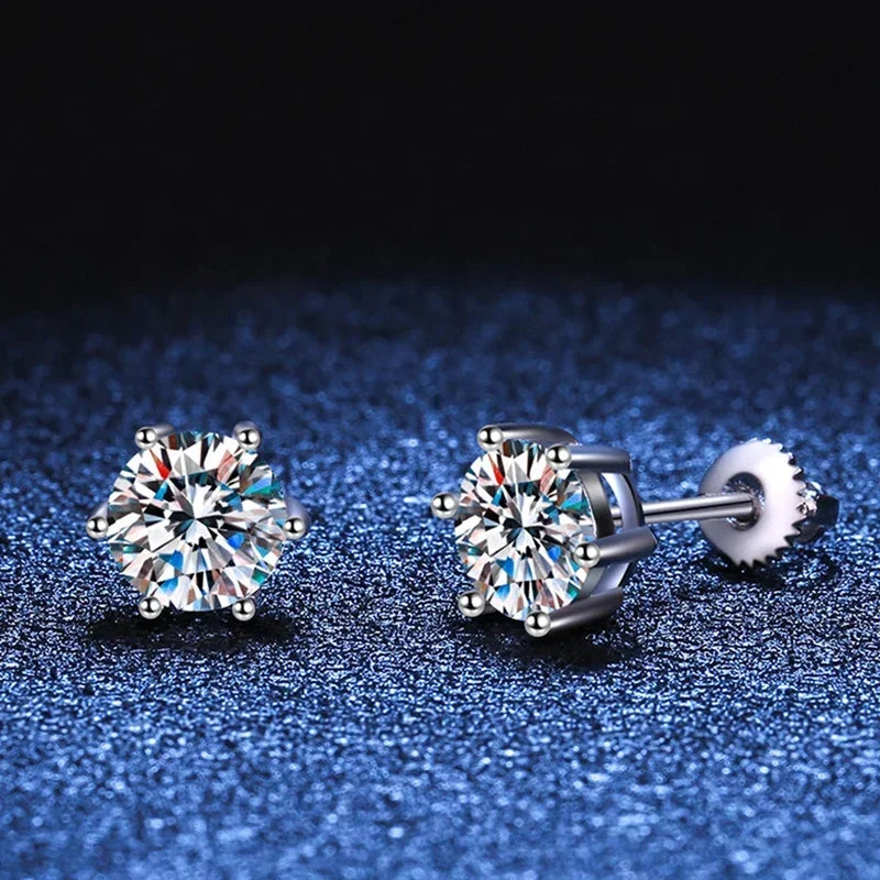 Earrings For Women Men Lab Diamond White Gold Plated