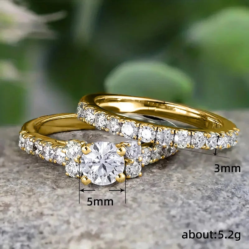 Lovers Gold Lab Diamond Ring Party Finger Band Gift