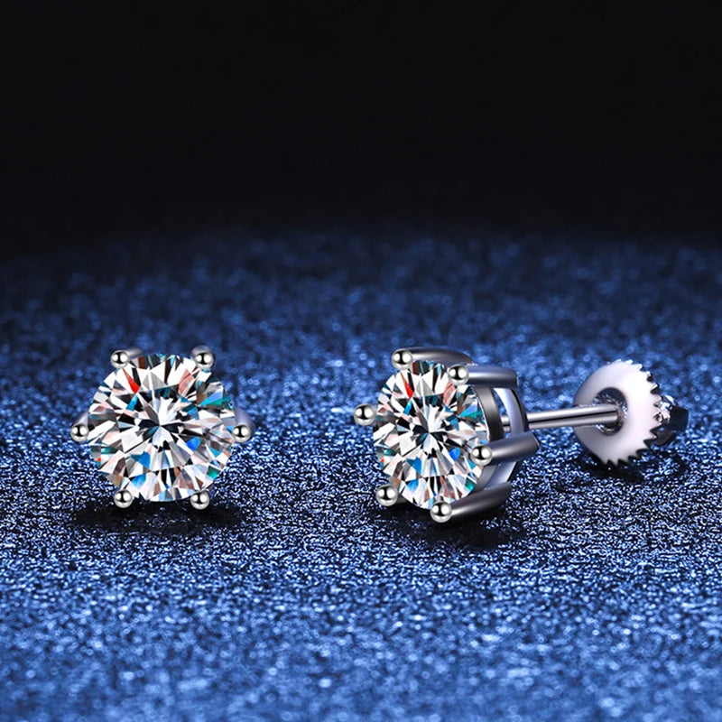 Earrings For Women Men Lab Diamond White Gold Plated