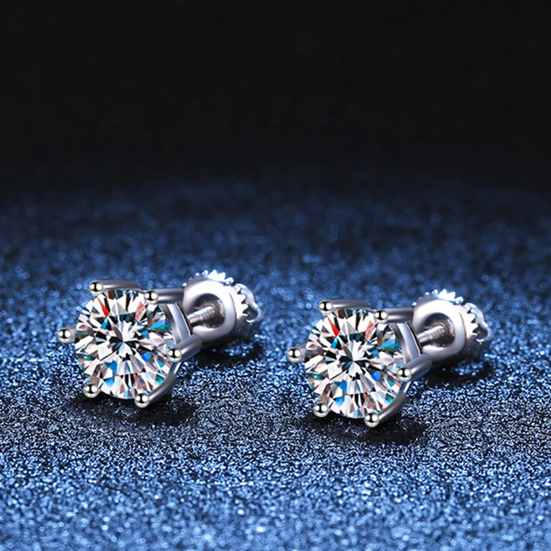 Earrings For Women Men Lab Diamond White Gold Plated