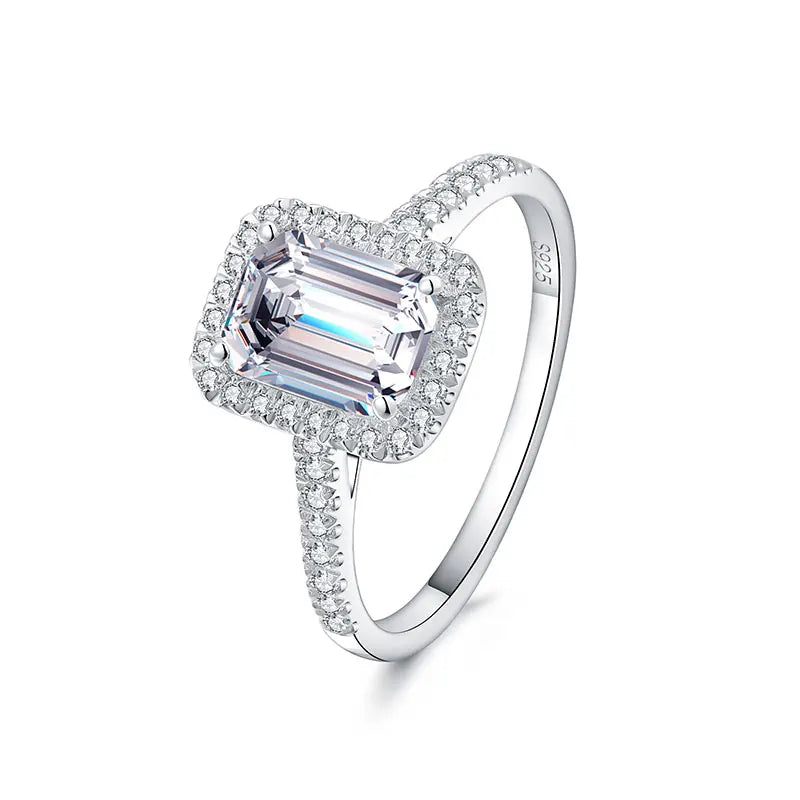 Emerald cut Diamond cz Ring sterling silver