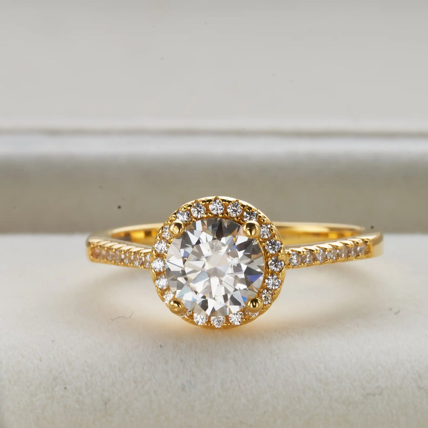 Wedding Ring Round Cut Gold Plated Lab Diamond